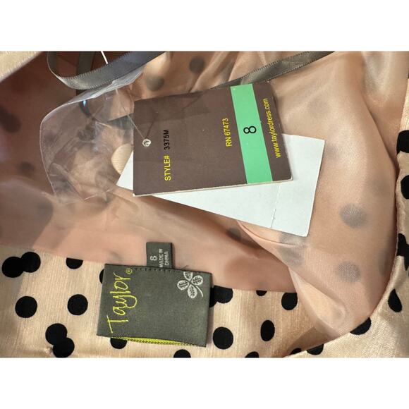 NEW Taylor Blush Black Polka Dot Fit Flare Cocktail Dinner Party Dress - Picture 5 of 8